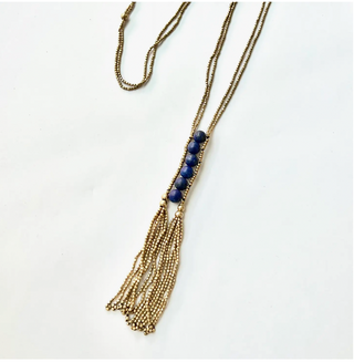 Stone Tassel Necklace Lapis